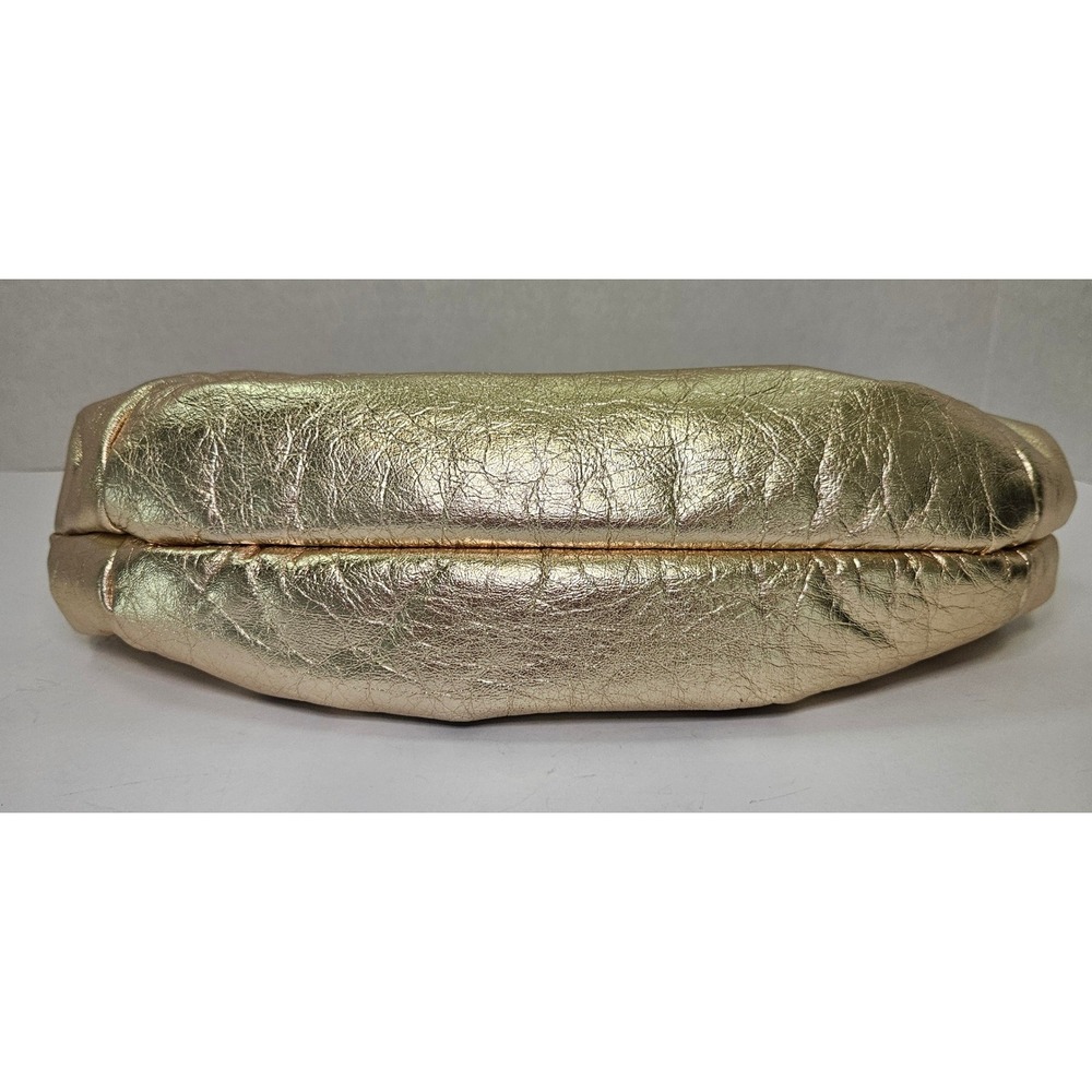 Park Avenue International Vintage 80s Gold Metallic Leather Pouch Clutch Bag USA - Picture 5 of 15